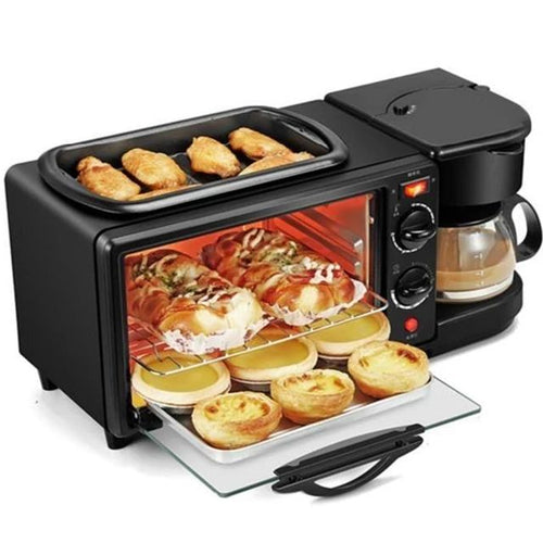 Centro de Desayuno 3 en 1 – Horno, Parrilla y Cafetera en un solo equipo