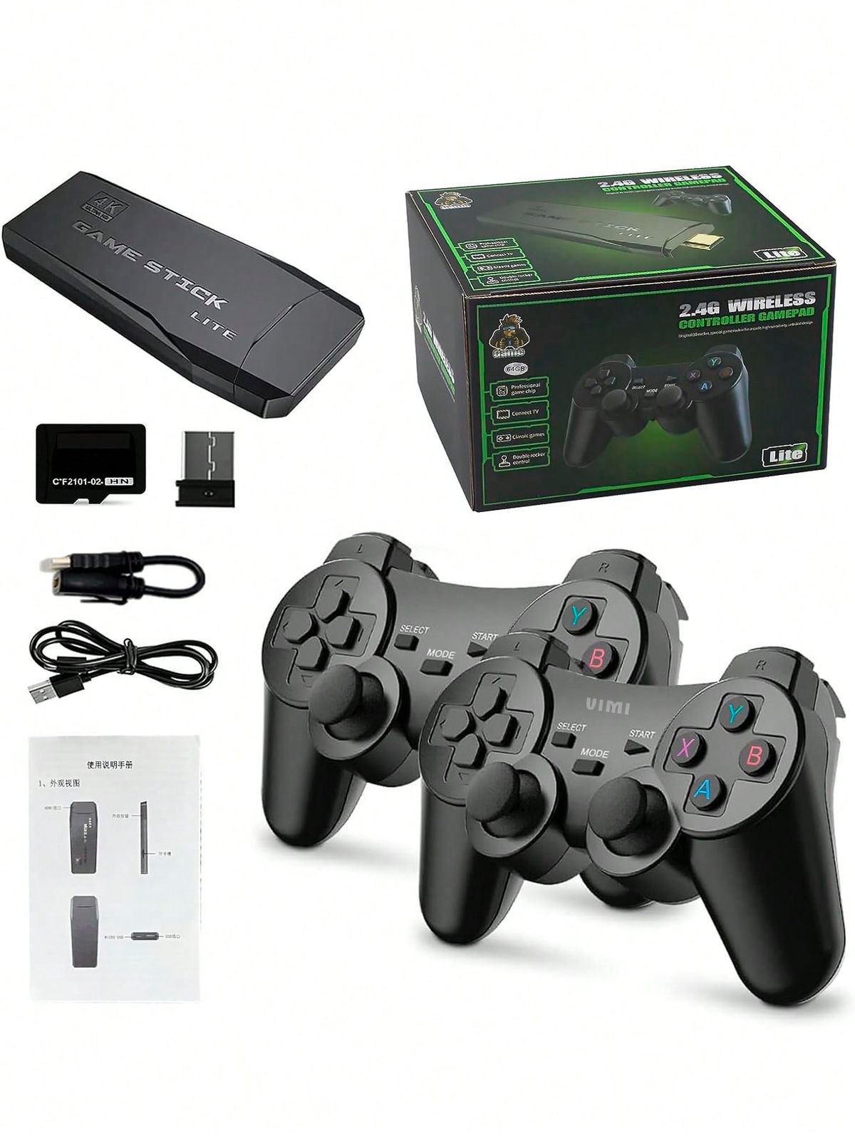 Consola Retro Game Stick 4K Lite con 2 Controles Inalámbricos