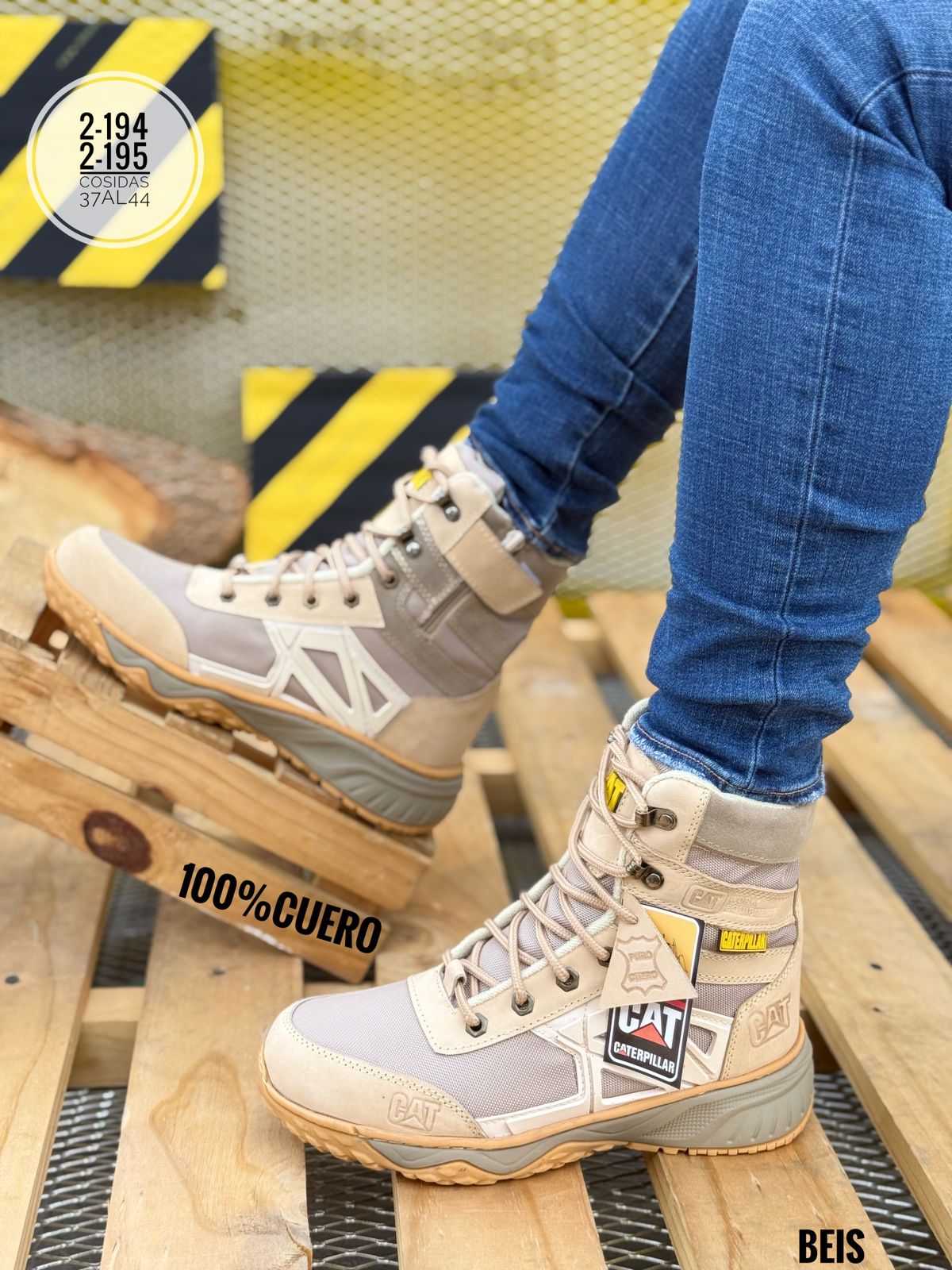 Botas ideales para el trabajo o sendero, hechos en cuero y vienes cosidos, tela traspirable con apliqueen caucho,suela en caucho adsorcion de impactos cierres ajustables, altura de caña 16 CM