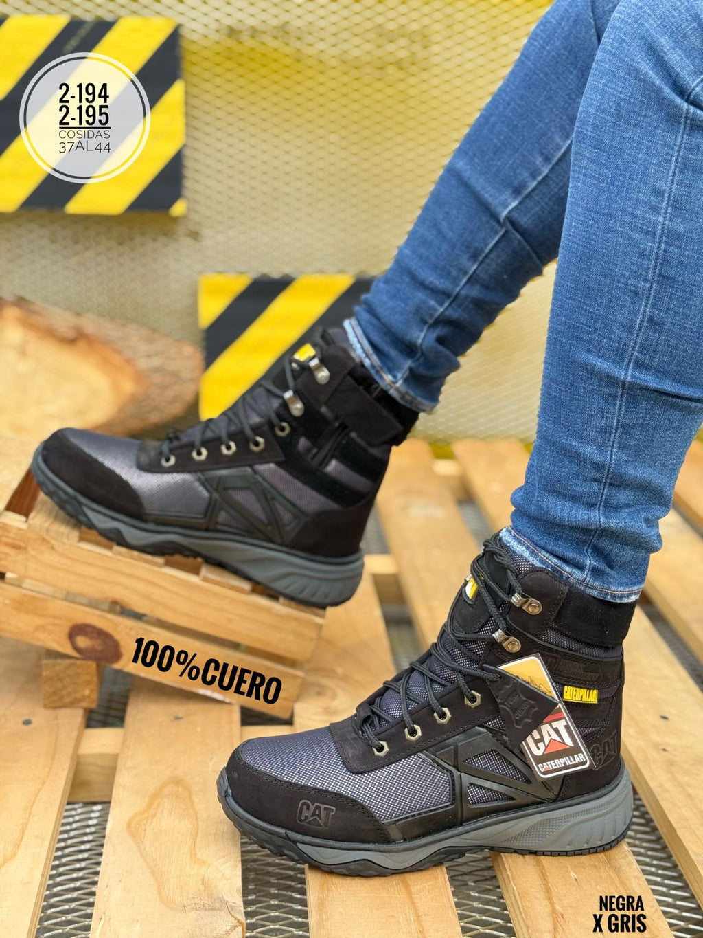 Botas ideales para el trabajo o sendero, hechos en cuero y vienes cosidos, tela traspirable con apliqueen caucho,suela en caucho adsorcion de impactos cierres ajustables, altura de caña 16 CM