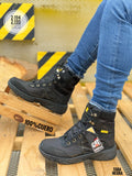 Botas ideales para el trabajo o sendero, hechos en cuero y vienes cosidos, tela traspirable con apliqueen caucho,suela en caucho adsorcion de impactos cierres ajustables, altura de caña 16 CM