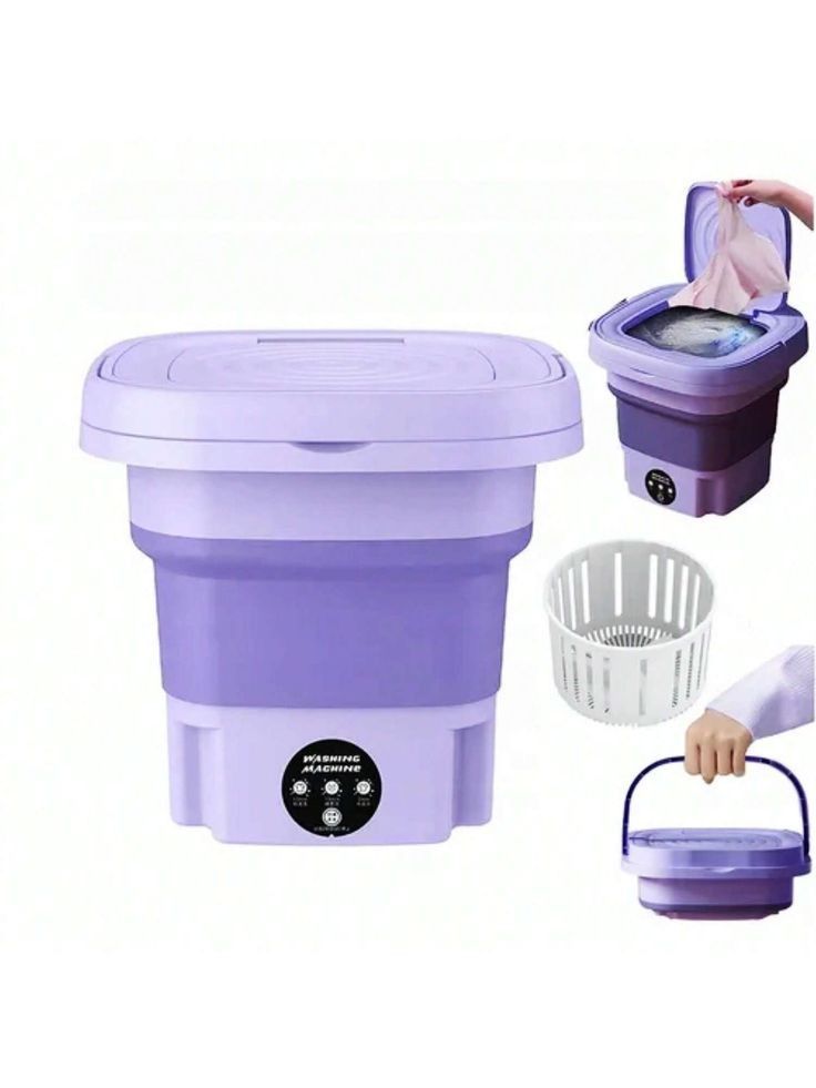 Práctica lavadora portátil ideal para ropa de bebé, prendas delicadas y pequeñas cargas. Su diseño plegable ahorra espacio y es perfecta para apartamentos, dormitorios y viajes