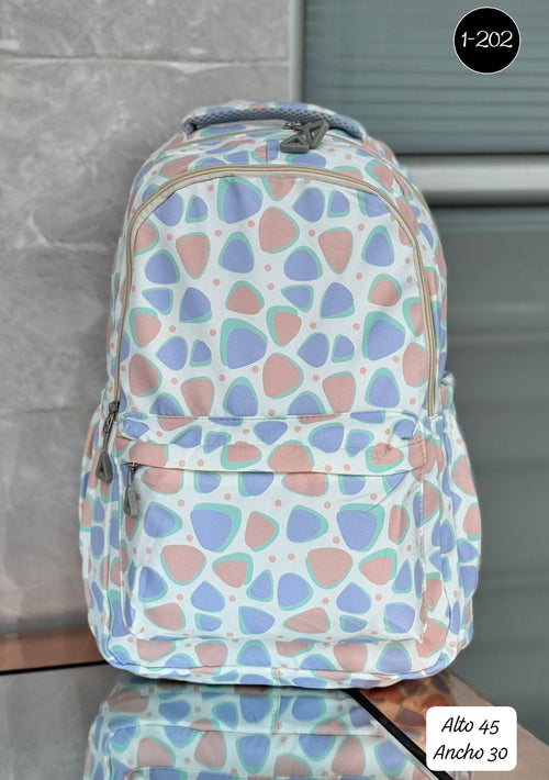 Morral para dama color tono paste delicado y sencillo material de lona y correa ajustable con bolsillos laterales para el termo