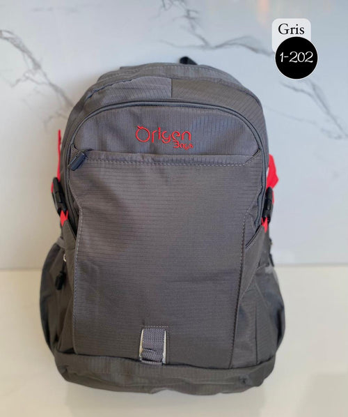 Morral origen muy practico de lona gruesa con 3 cierres y espacio para tu laptop y  un espacio para el termo